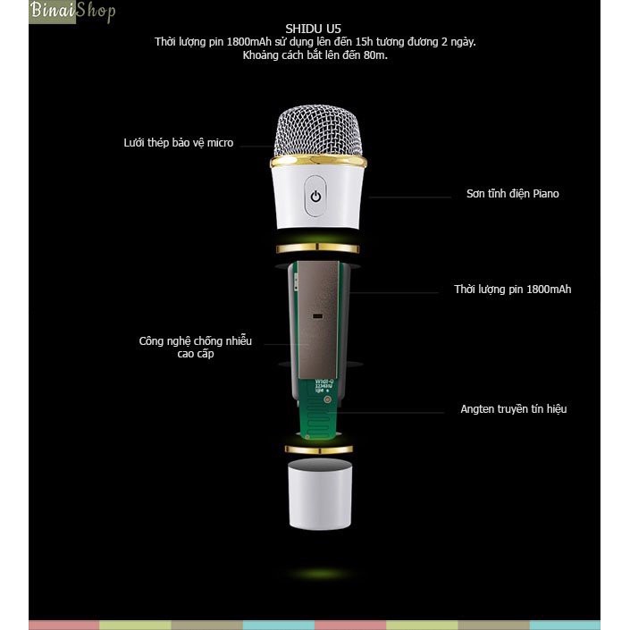 Shidu SD-S92 loại 1 micro   - Máy Trợ Giảng Không Dây, Sóng Uhf, Loa 25w, Pin 20h Liên Tục