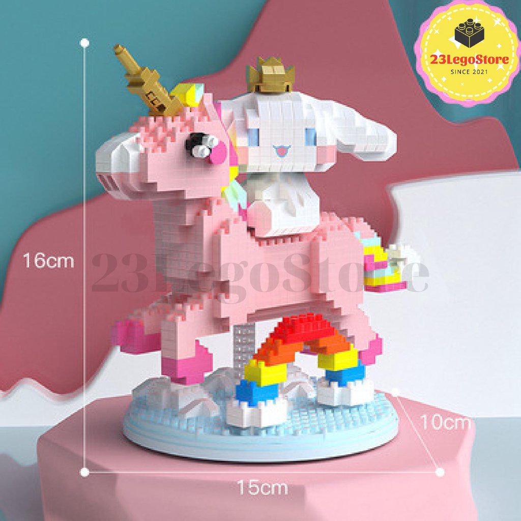 Bộ đồ chơi lắp ghép Ngựa một sừng Unicorn dành cho bé màu hồng cực dễ thương
