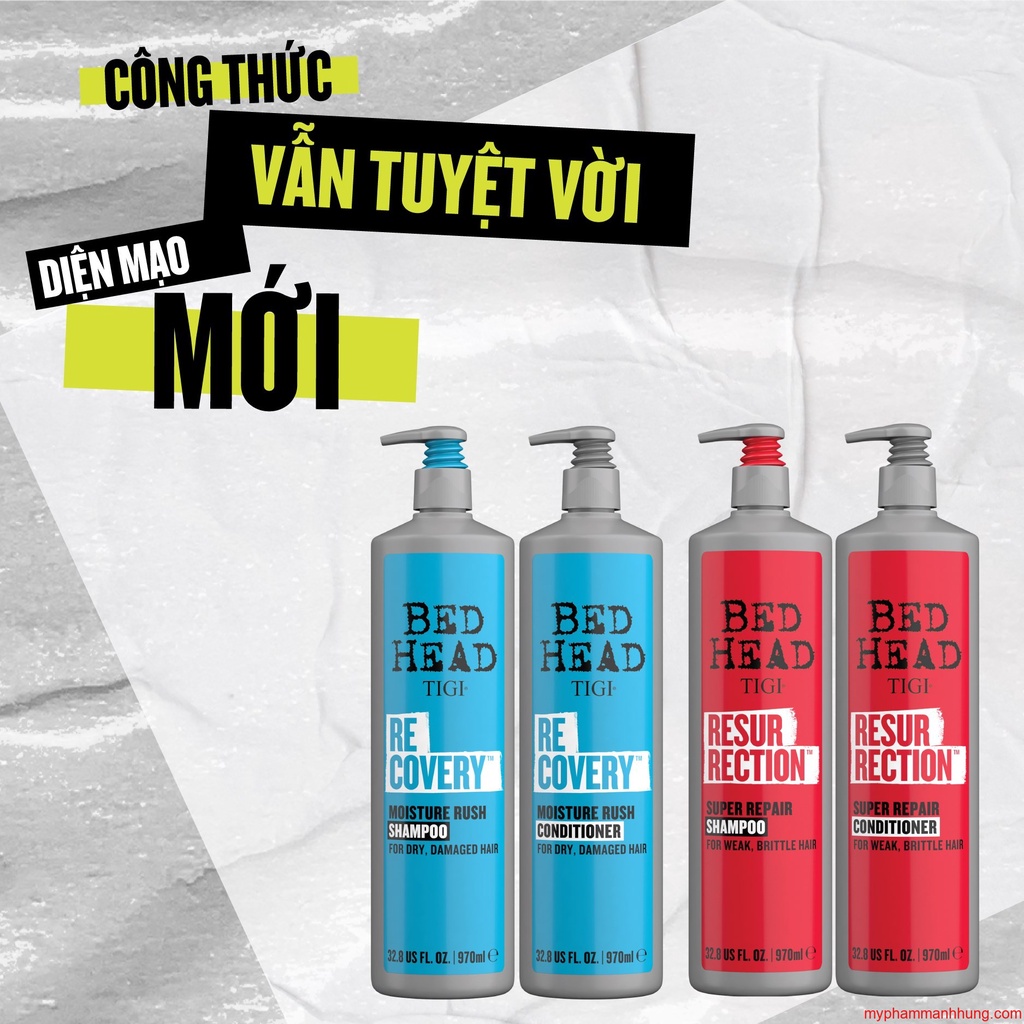 COMBO GỘI XẢ TIGI BED HEAD TIGI ĐỎ - XANH 970ML - DẦU GỘI XẢ TÁI SINH VÀ SIÊU PHỤC HỒI TIGI 2021 CHÍNH HÃNG