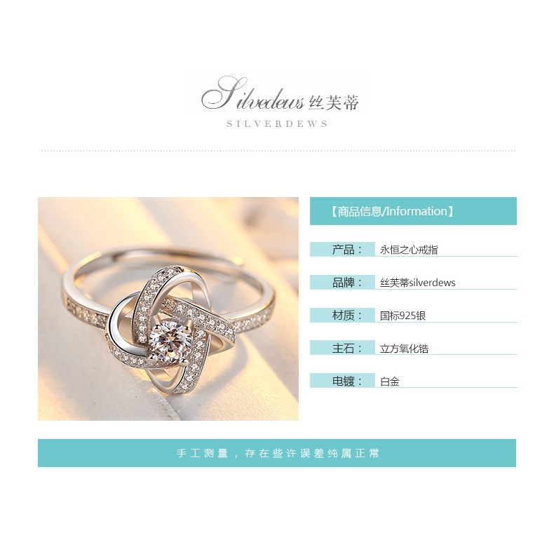 Nhẫn đeo tay kim loại mặt hình cỏ bốn lá đính đá xinh xắn dành cho nữ