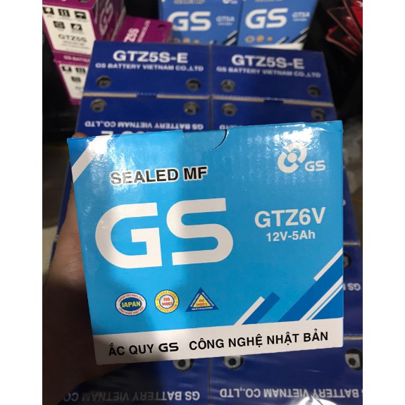 BÌNH ắc quy GS GTZ6V tem vàng 12V - 5Ah, 131 x 62 x 131