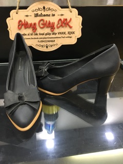 Guốc cao gót da lì