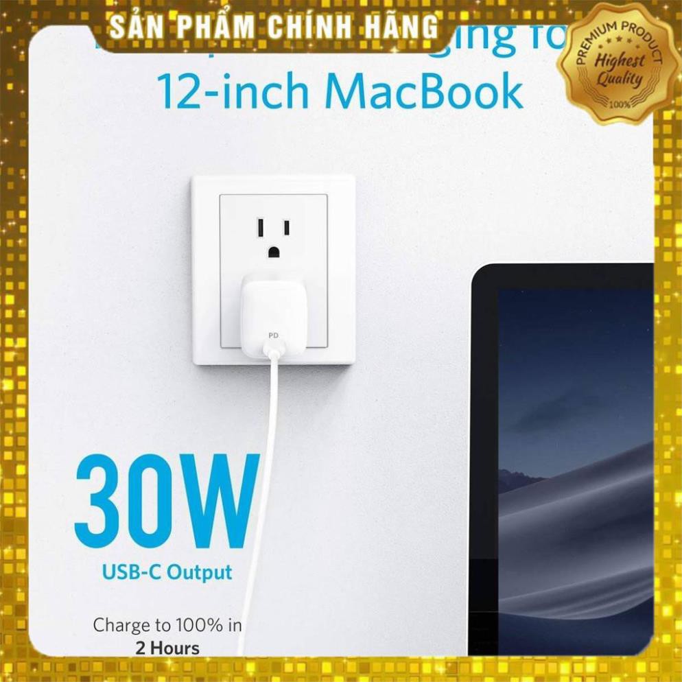 Cóc củ sạc nhanh PD Type-C 30W công nghệ PowerIQ cho điện thoại / Macbook hiệu Anker PowerPort Atom PD 1