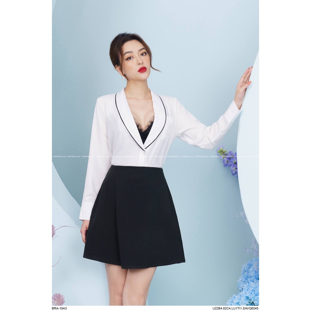 Sét áo chân váy xếp cổ viền đen cao cấp [ Có video + Ảnh thật ] The Shilla - U22B4-62C4