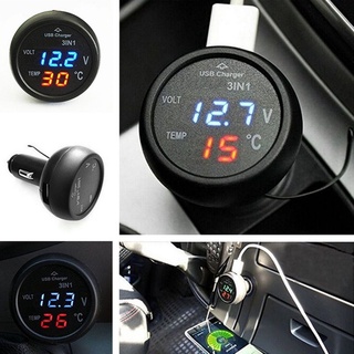 Tẩu sạc điện thoại xe hơi 3in1 đa năng kèm đồng hồ báo nhiệt độ- báo vôn ắc quy mẫu mới loại tốt