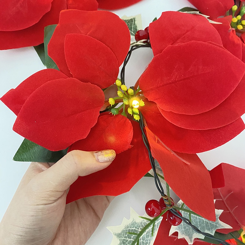 Dây Đèn LED 10 Bóng 2m Hình Vòng Hoa Trang Trí Giáng Sinh