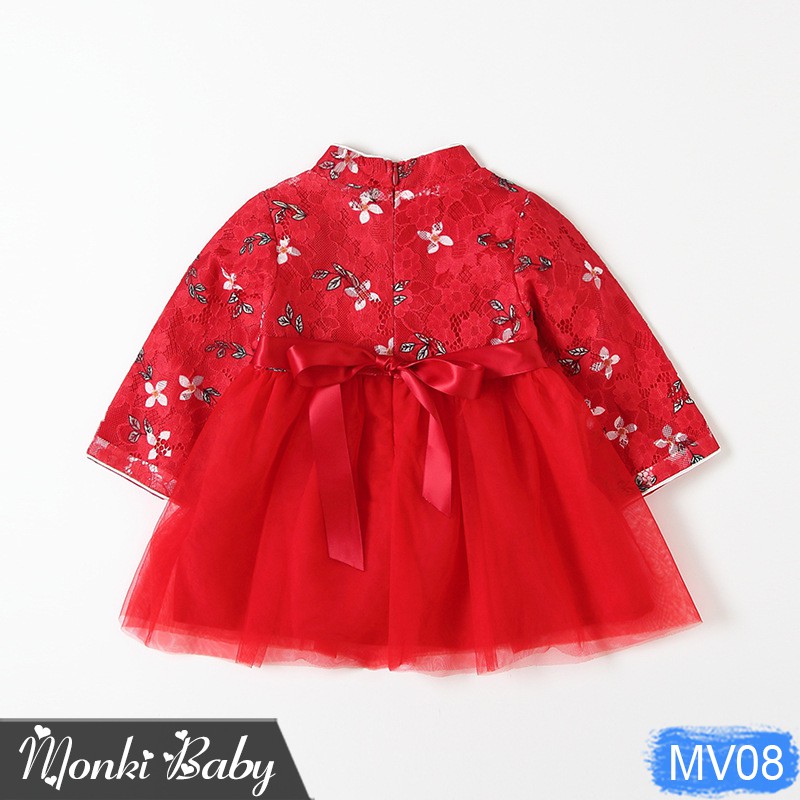 SALE TẾT - Đầm Hanbok cách điệu đỏ IDEA xinh xắn cho bé gái, size nhỏ từ 7kg, chất đẹp dày dặn, màu tươi sáng | MV08