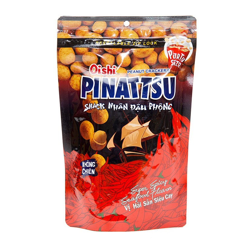 [SP siêu hot!!! Oishi] Thùng 20 gói đậu phộng Pinatsu gói 95g siêu to (5 vị: cốt dừa, hải sản, mực, phô mai, tảo biển)