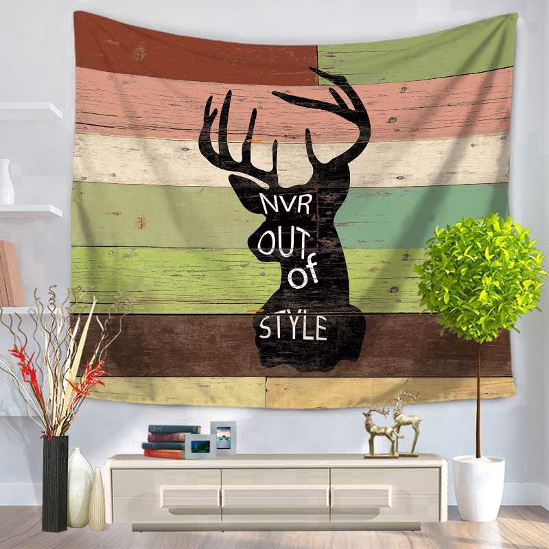 Thảm treo tường họa tiết in chữ I Love Deer trang trí nội thất đi dã ngoại đa dụng