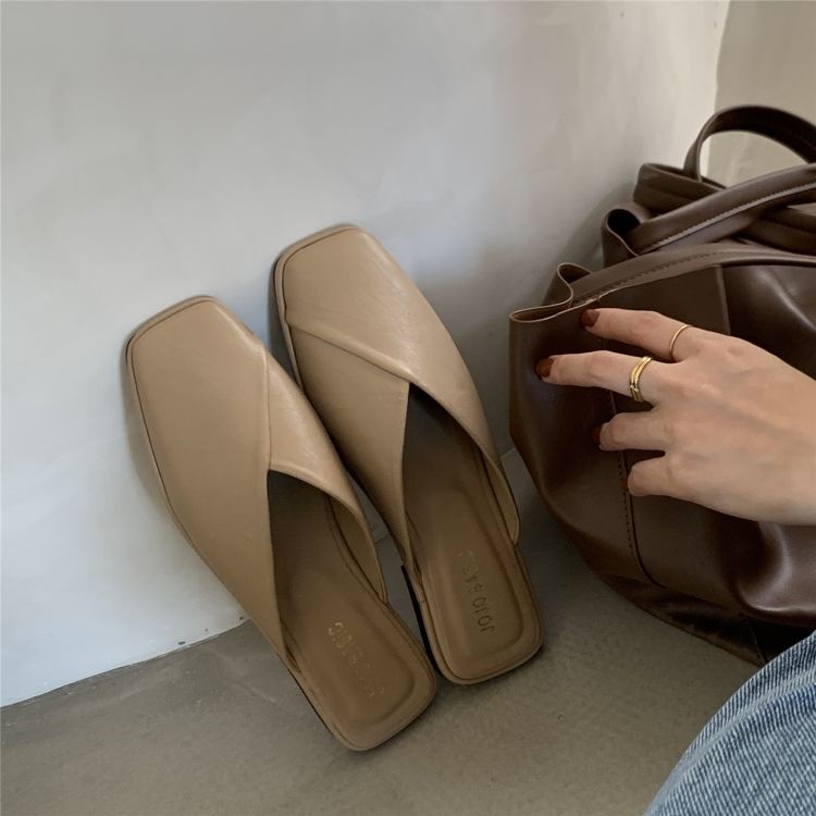 Dép bít mũi đế bằng mềm mại size 34~43 thanh lịch thời trang cho nữ