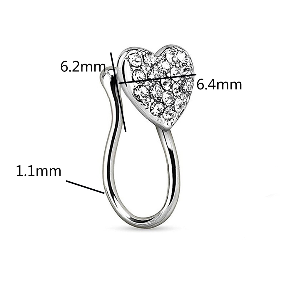 1 Khuyên Mũi Hình Trái Tim Đính Đá Thời Trang