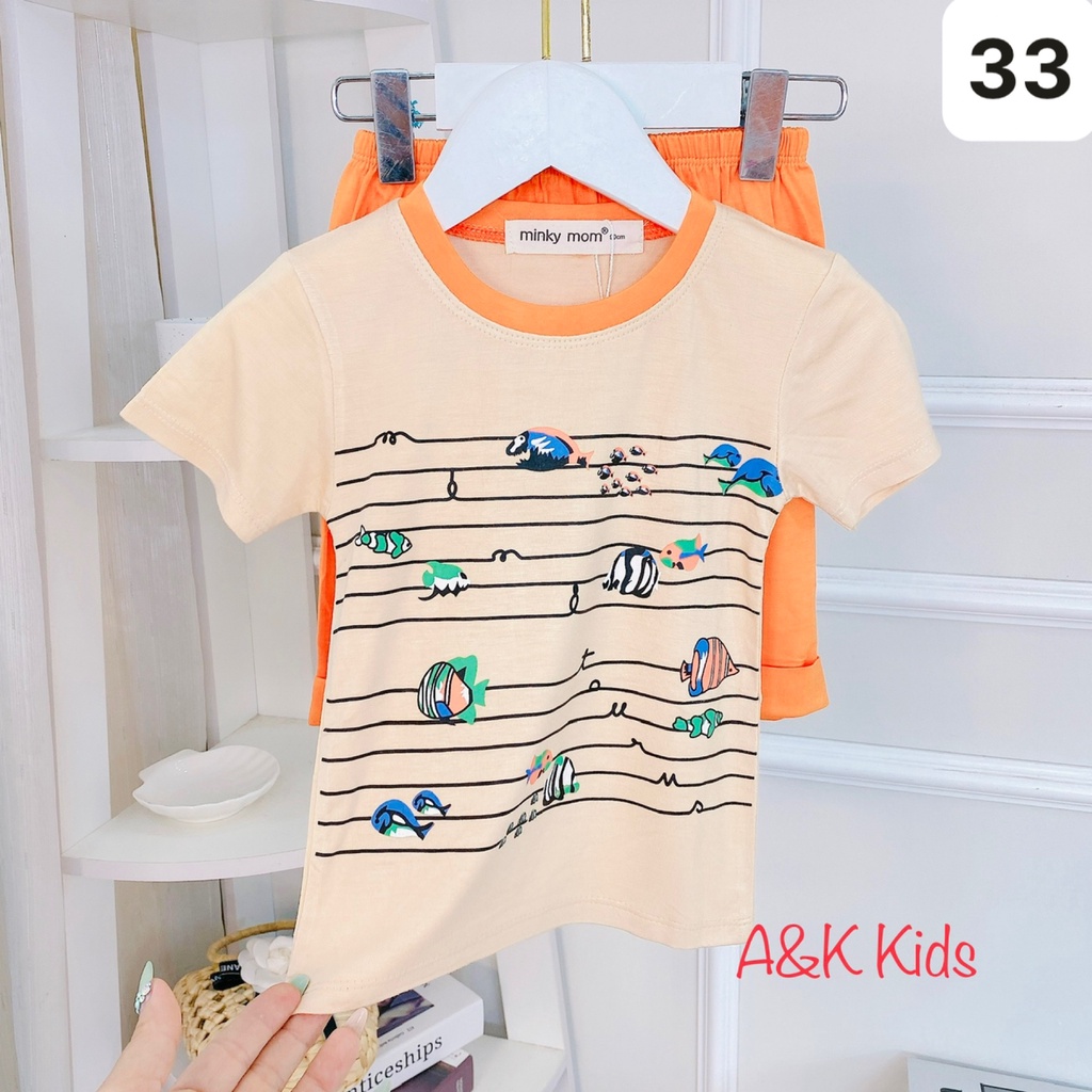 Bộ cọc tay ,thun lạnh minky mom mịn mát in cá nemo cho bé trai, gái size 8-30kg M33
