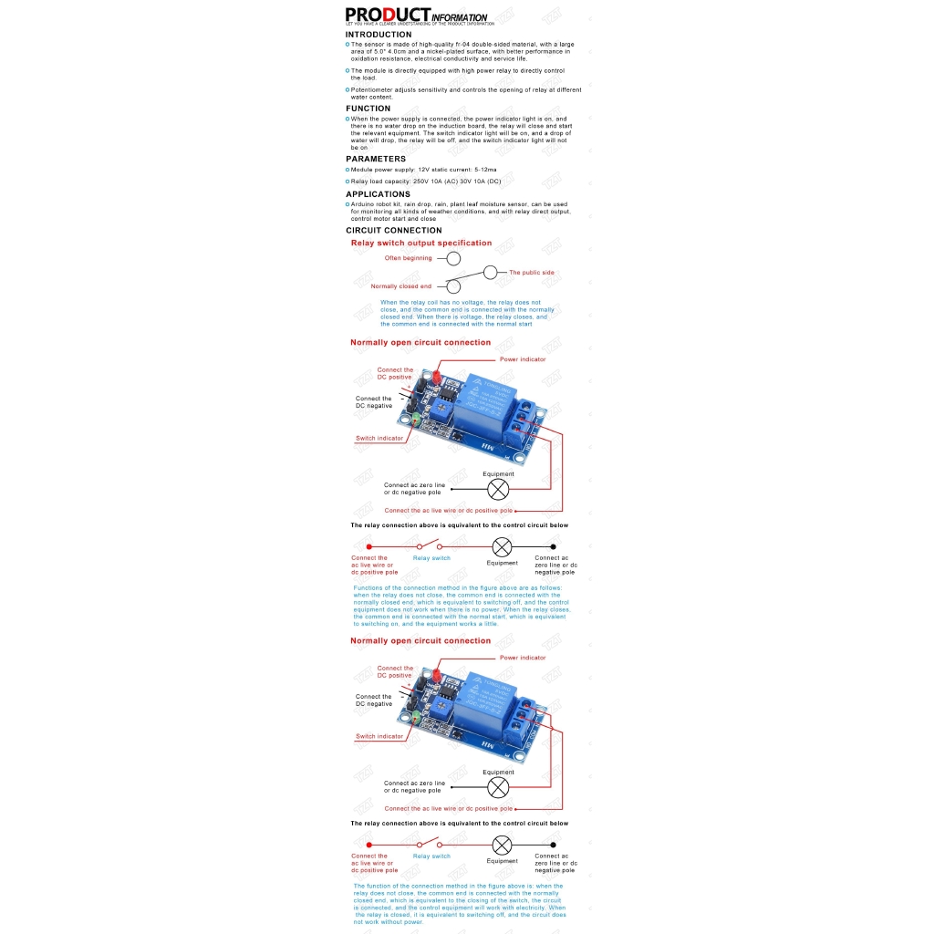 Mô Đun Cảm Biến Nước Mưa Tzt Dc 5v 12v Cho Robot Arduino