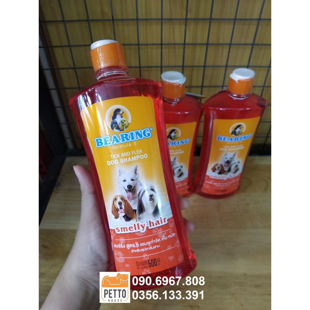 Sữa tắm trị ve, bọ chét cho chó BEARING TICK & FLEA SHAMPOO SMELLY HAIR 600ML