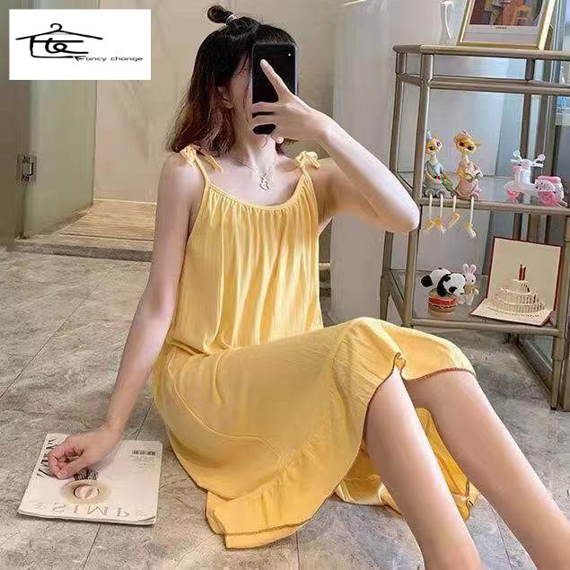 Đầm Ngủ Hai Dây Phong Cách Nhật Bản Dễ Thương Thời Trang Xuân Hè Cho Bạn Gái