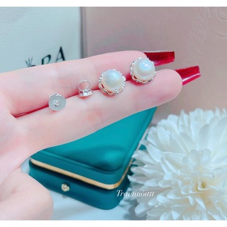 Bông tai bạc gắn trai thật nước ngọt trang sức bạc và trai