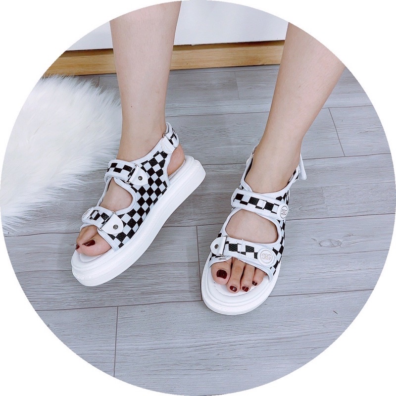 Bán Sỉ- Dép sandal học sinh quai dán caro siêu xinh