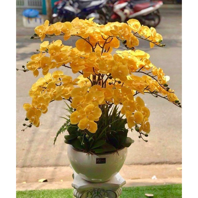 Cành hoa lan hồ điệp cao su 9 bông LOẠI SỊN