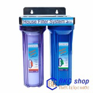 Bộ lọc nước sinh hoạt 2 cấp lọc 10 inch (PP + CTO) (xanh trong - xanh) - bkc1052