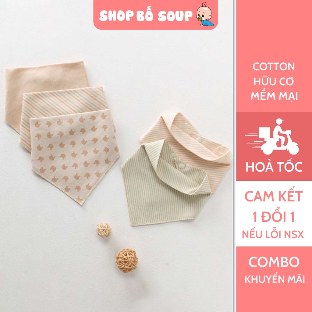 Yếm tam giác cho bé sợi bông cotton hữu cơ tự nhiên Shop Bố Soup
