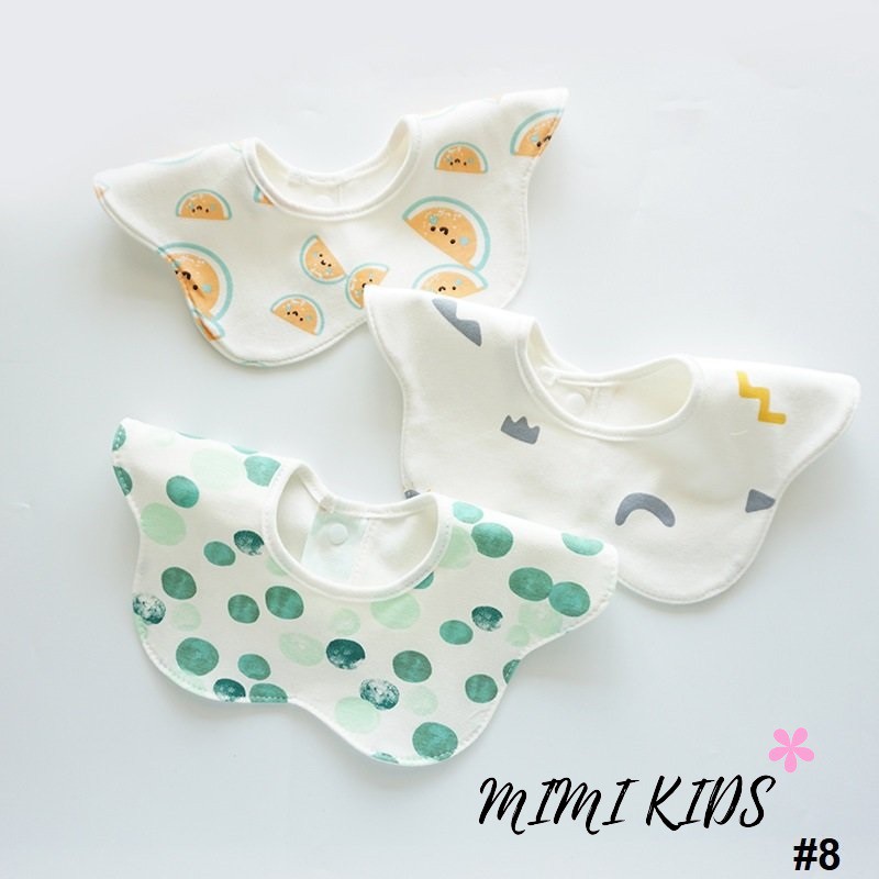 Set 3 yếm cổ tròn cánh hoa Cotton mềm mại dễ thương Mimi Kids cho bé YC06