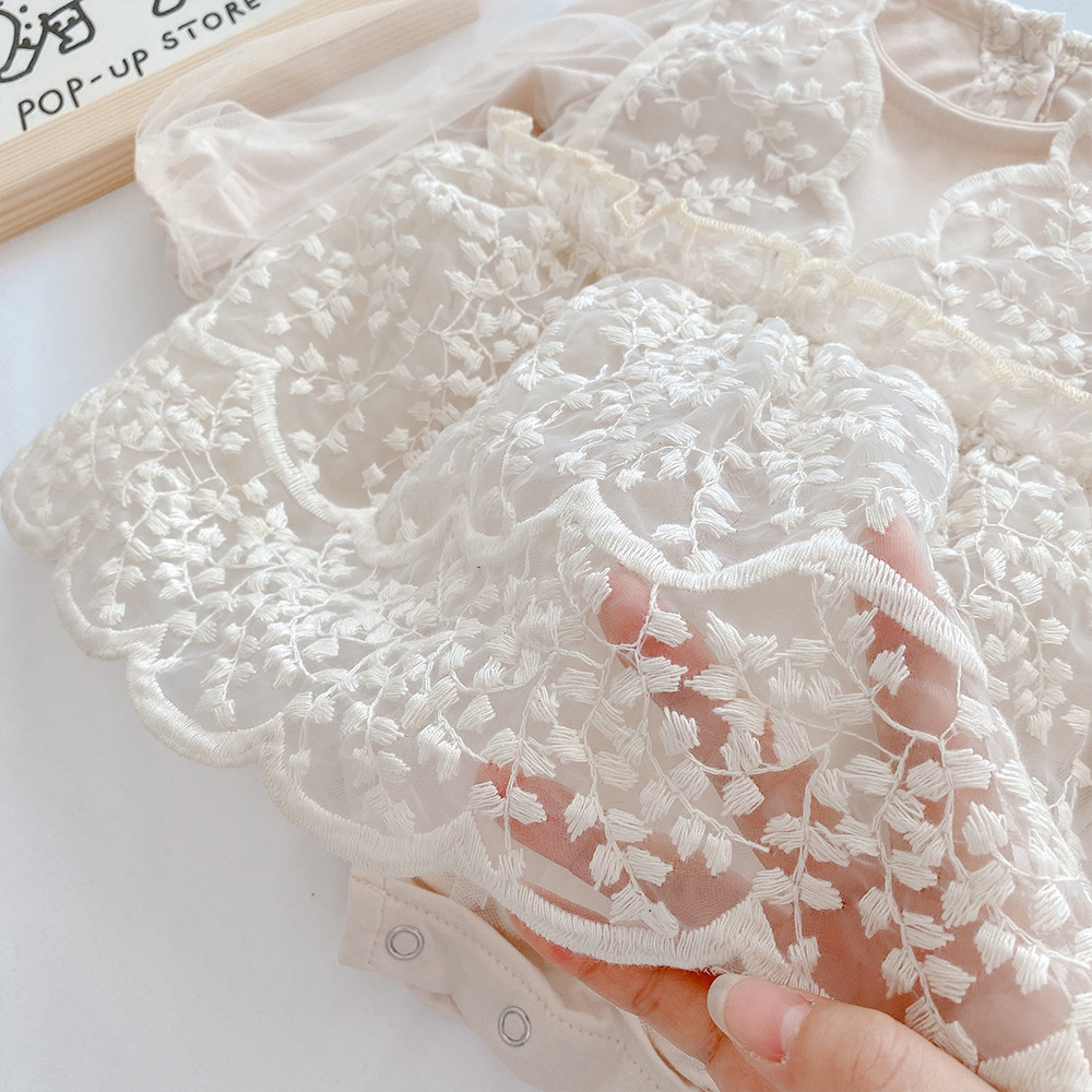 Romper tay dài lưới ren mùa xuân cho bé gái