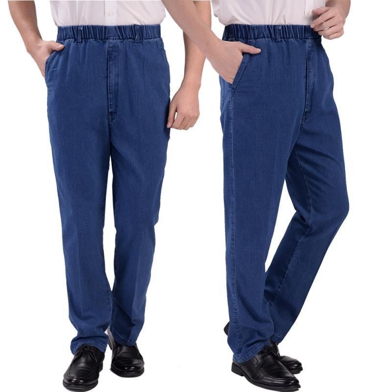 Quần jean dài dáng rộng dày dặn co giãn thời trang xuân thu dành cho nam trung niên