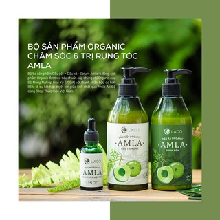 Bộ ba sản phẩm Dầu gội – Dầu xả – Serum Amla Laco chống rụng kích thích mọc tóc