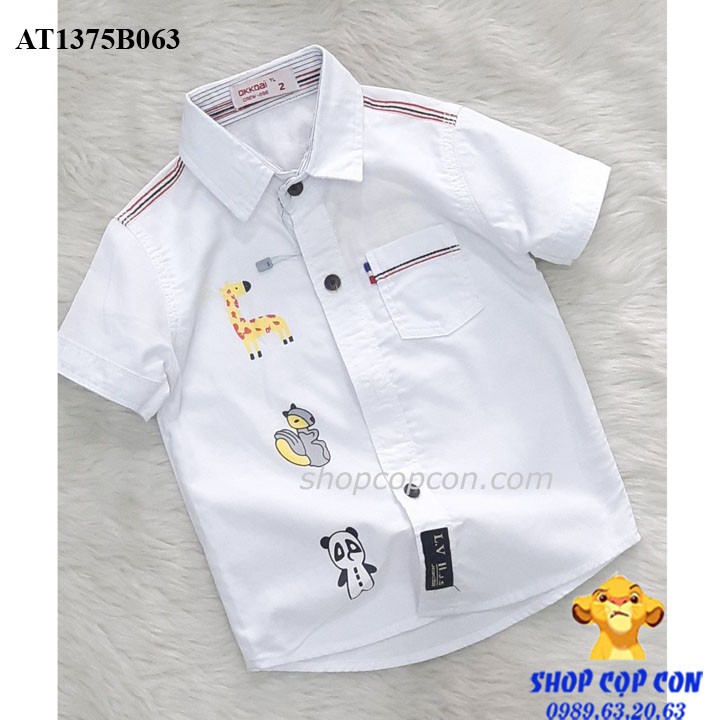 Áo sơ mi hình thú cho bé trai từ 9 đến 26kg