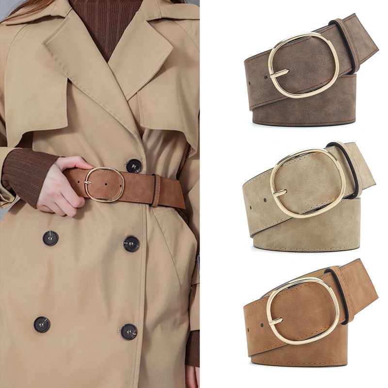 Thắt Lưng Bằng Da PU Có Khóa Kim Loại Kiểu Dáng Cổ Điển