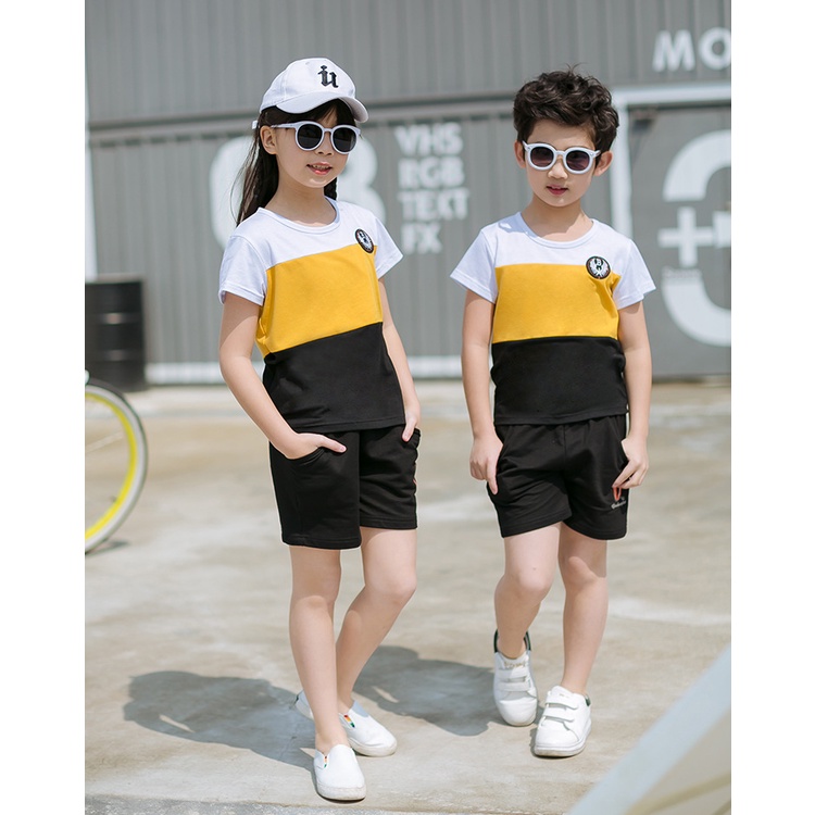 Bộ quần áo bé trai Familylove - Set quần áo trẻ em phối 3 màu Trắng Vàng Đen đẹp chất cotton 100% mềm mịn thoáng mát