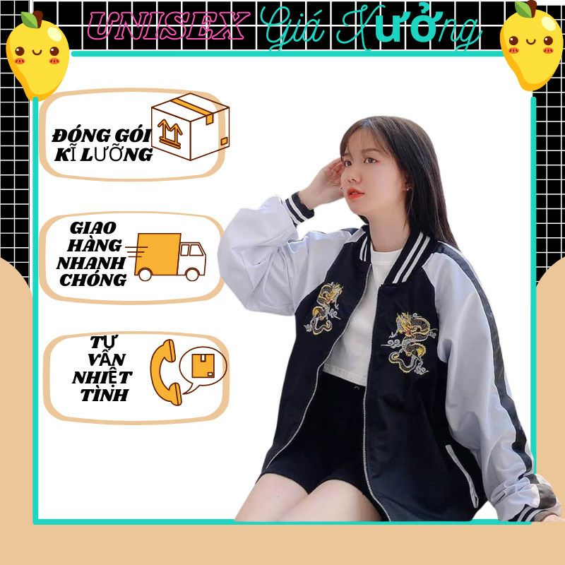 Áo Khoác Bomber Dù Freesize Nam Nữ,Áo Khoác Bomber Unisex Form rộng