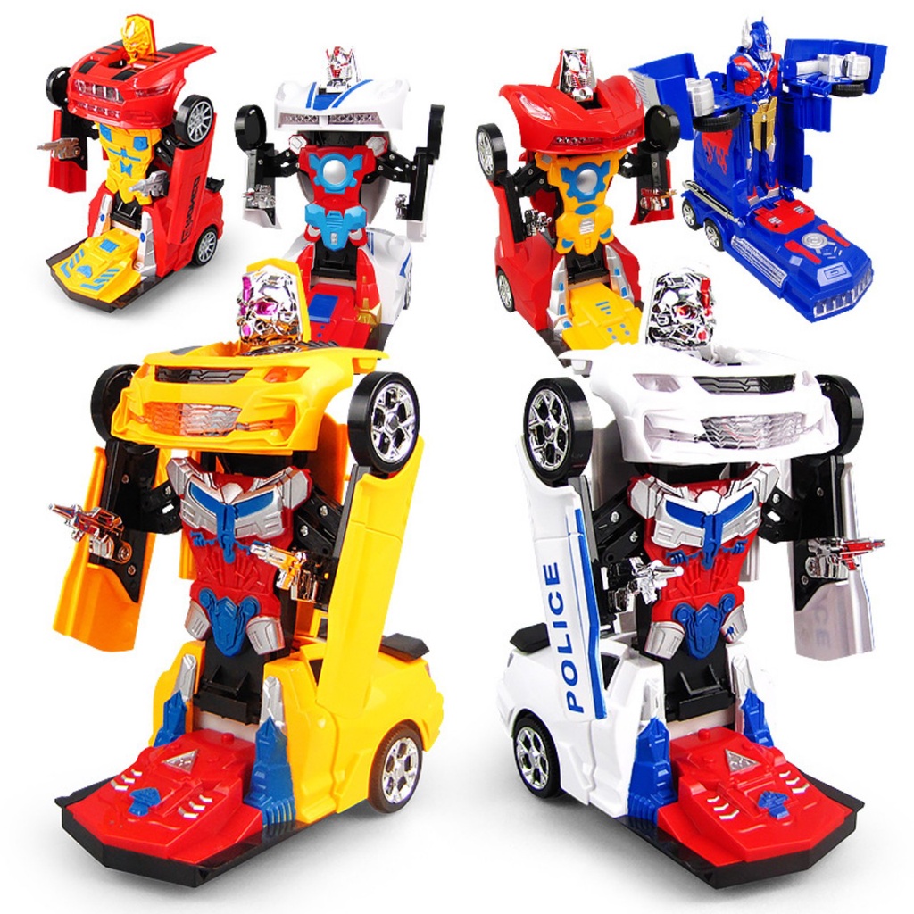 Đồ Chơi Xe ô TÔ Pin Có Đèn, Nhạc Và Tự Động Biến Hình Thành Bobot