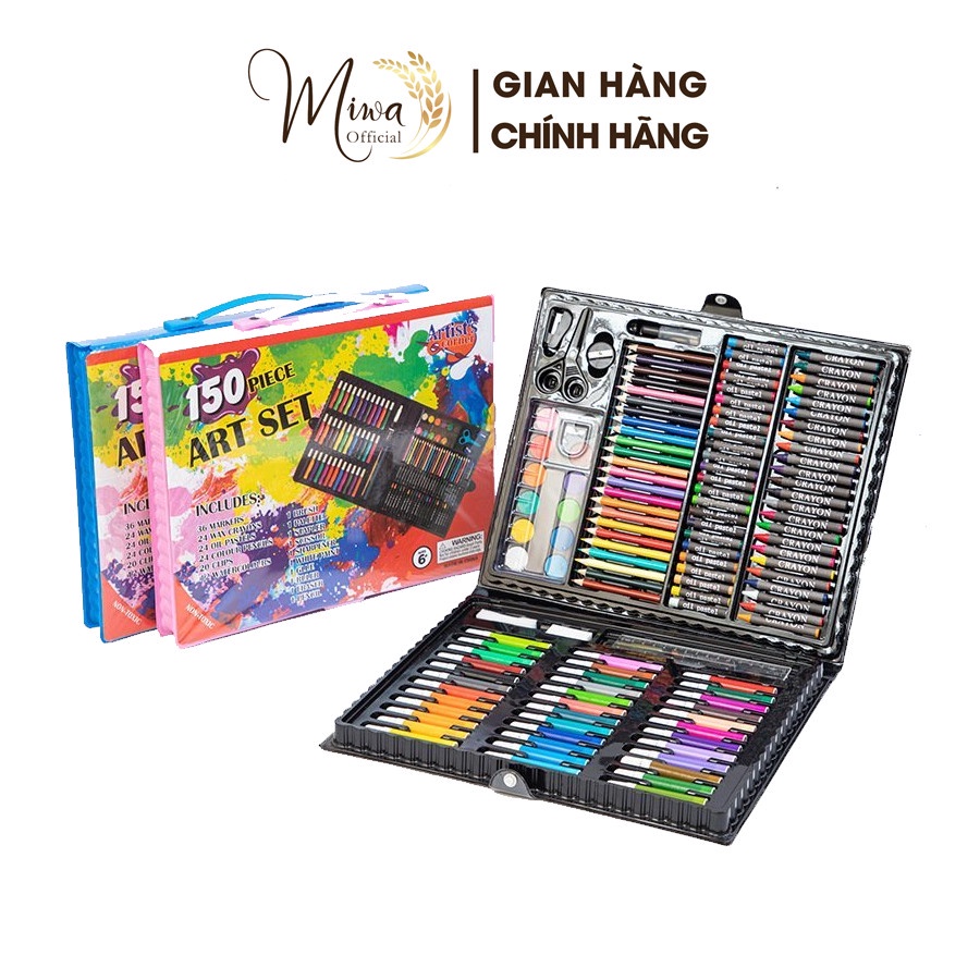 Bút Màu Cho Bé, Hộp Bút Màu 150 Chi Tiết Cho Bé Tập Tô Thỏa Sức Sáng Tạo, Màu Hữu Cơ Không Gây Kích Ứng Da -miwaofficial