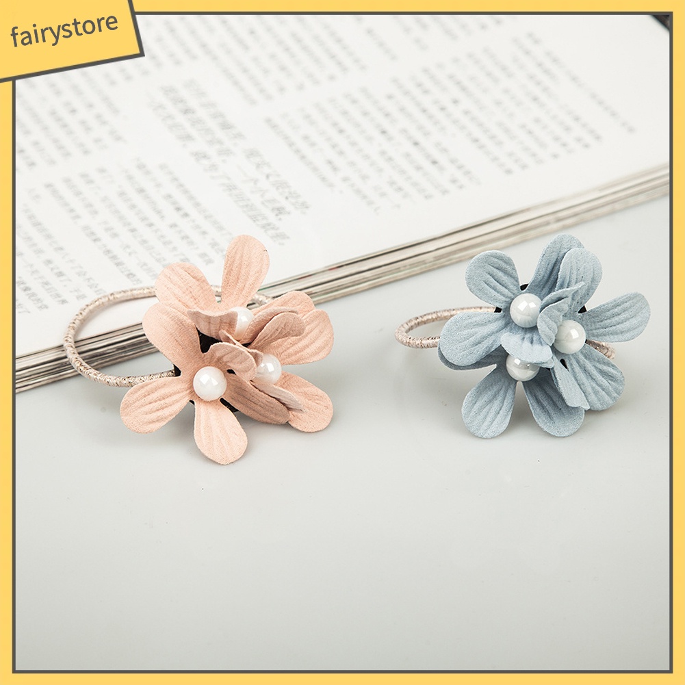 Dây Cột Tóc Hoạ Tiết Hoa Trà Đính Ngọc Trai Nhân Tạo