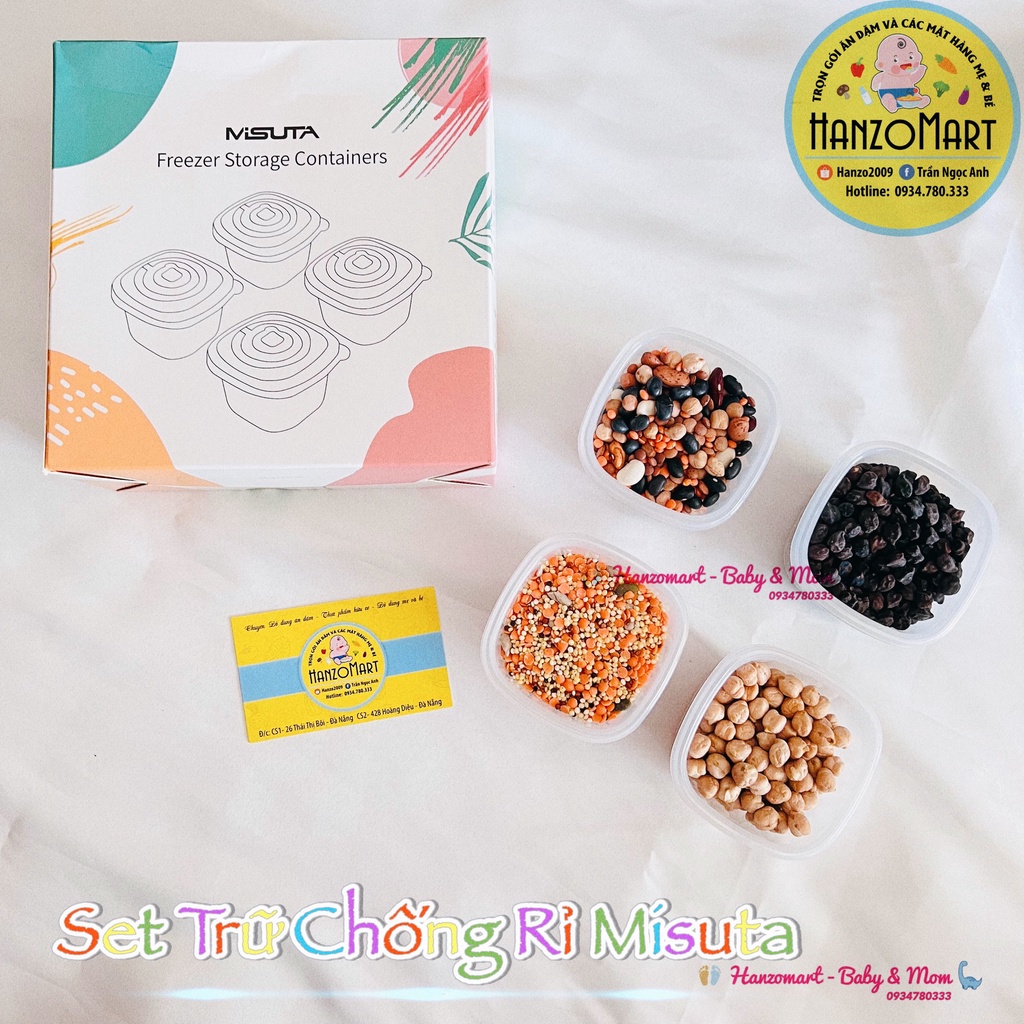 Set 4 Hộp Đựng Thức Ăn Dặm Cho Bé, Hộp Trữ Đông MISUTA 120ml