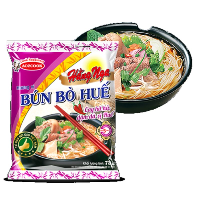 Bún Bò Huế Vifon gói 65g/Bún bò Huế Hằng Nga Acecook | BigBuy360 - bigbuy360.vn