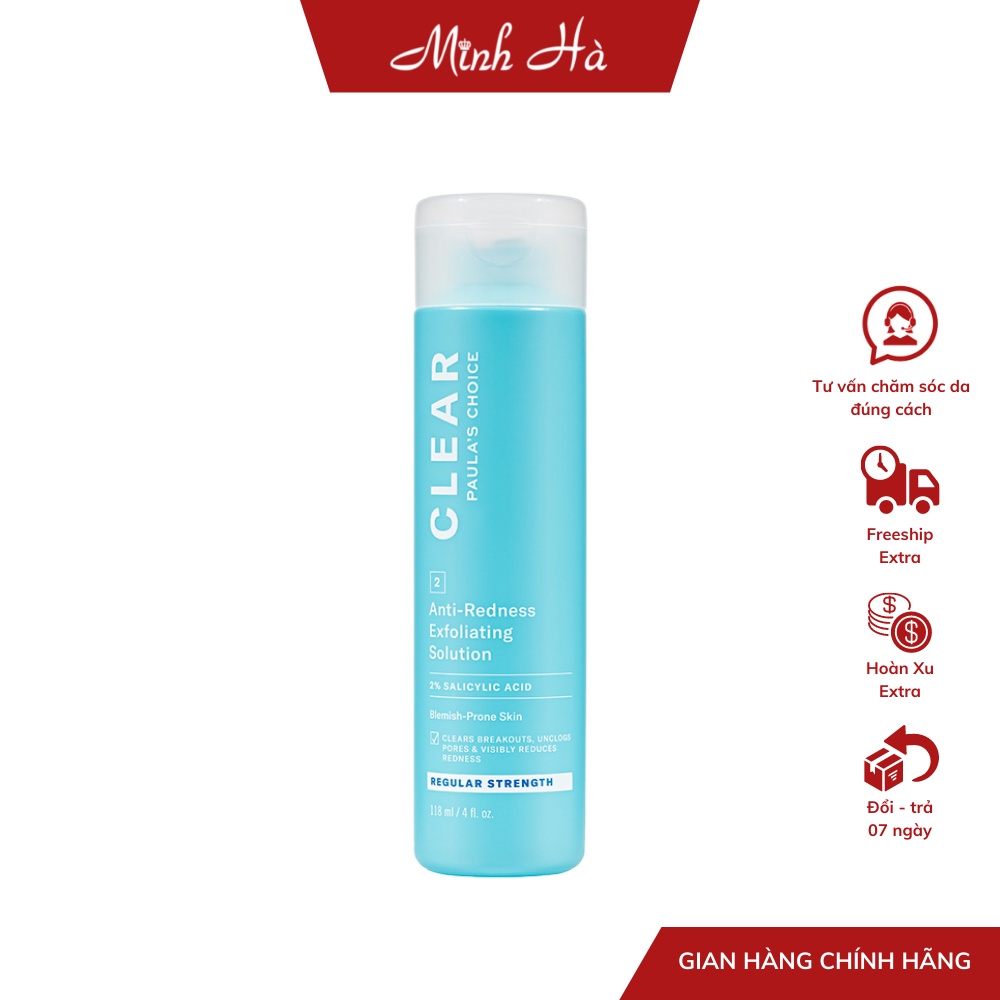 Tẩy tế bào chết Paula's Choice Clear Regular Strength Anti-Redness Exfoliating Solution 30ml/118ml - Mã SP 6200 6206