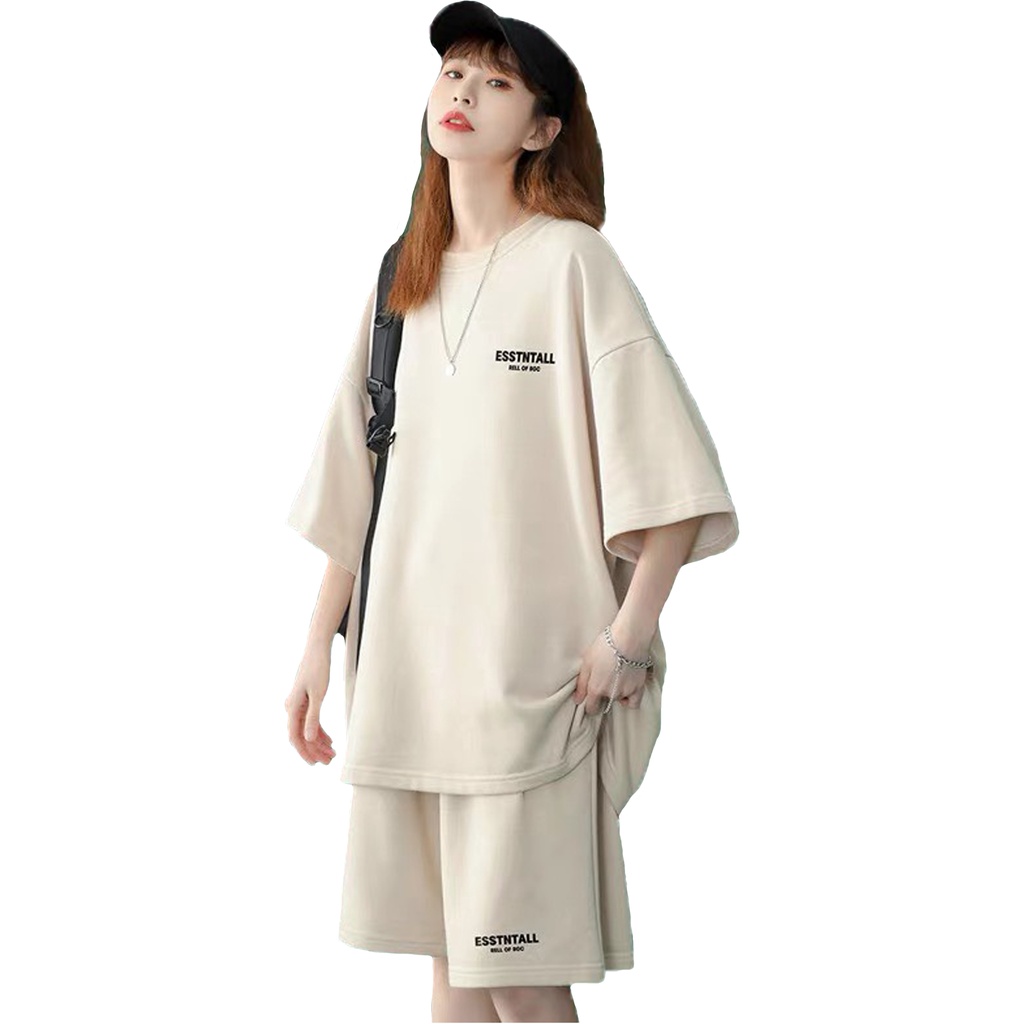Set Bộ Thể Thao - Đồ Bộ Nam Nữ Vải Cotton Dày Dặn Thêu ESSENTAIN Cực Chất U827