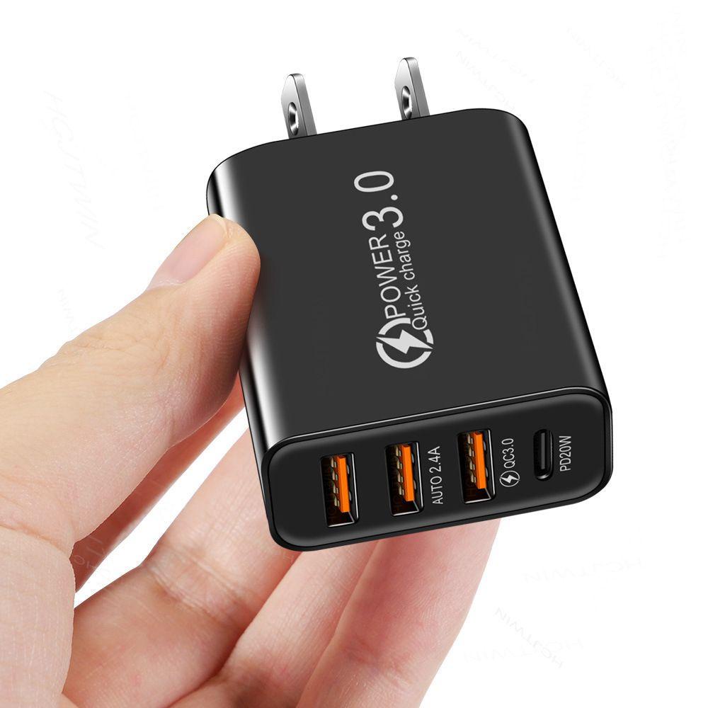 GLENES Universal Fast Phone Charger Power Supply Phone Charger Adapter Mobile Phone Charger Head Charger Head 4 USB Port Wall Charger Quick Charge Fast Charging For Mobile Phone USB Charger/Multicolor