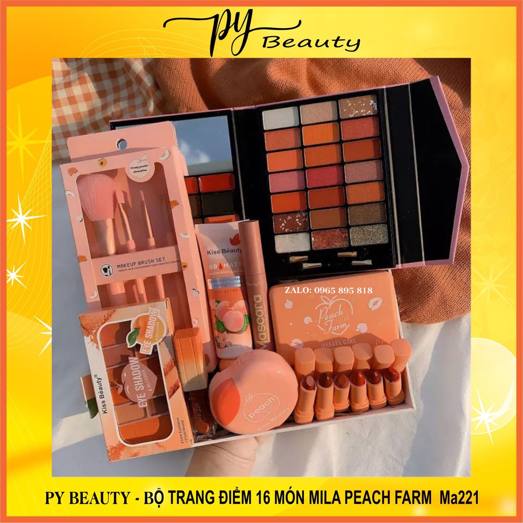 PY BEAUTY- BỘ QUÀ TẶNG TRANG ĐIỂM 16 MÓN MILA PEACH FAMR MA221