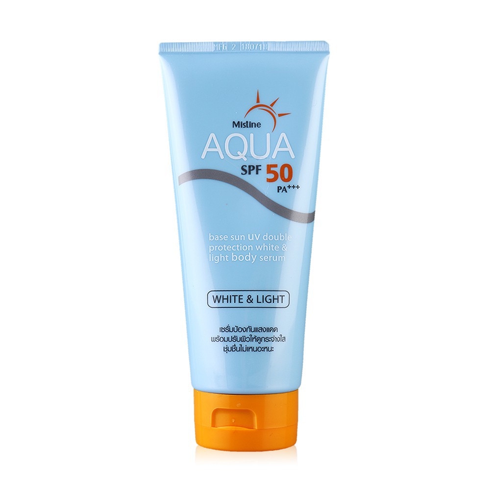 Kem chống nắng Mistine Aqua Base Sun Uv Double Protection White & Light Body Serum SPF50/PA+++