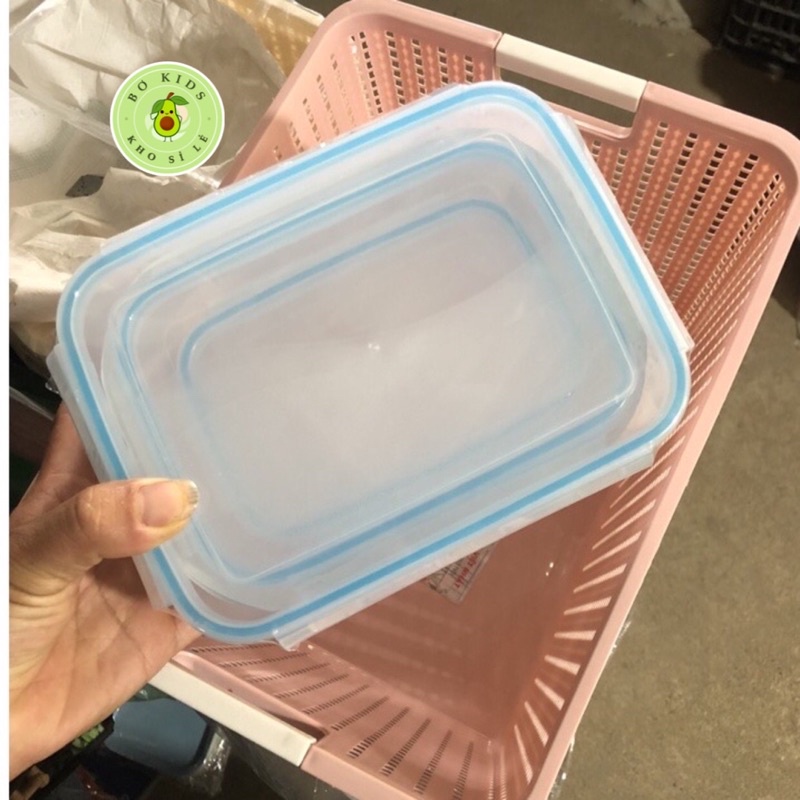 Bộ 3 Hộp Đựng Thực Phẩm Hình Chữ Nhật 6535 - Hộp đựng thực phẩm đồ ăn để tủ lạnh, hộp đựng thức ăn