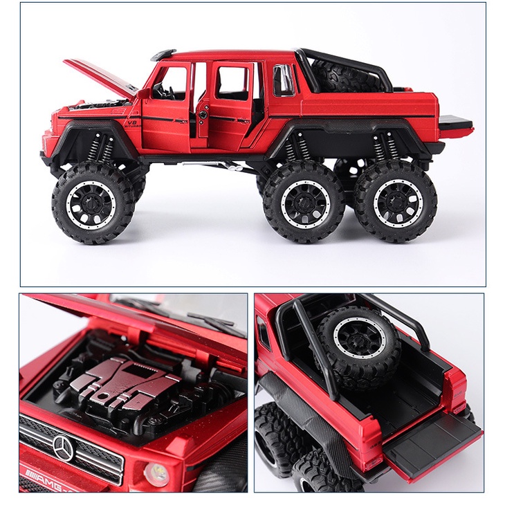 Xe mô hình ô tô Mercedes-Benz G63 AMG 6x6 Offroad  tỉ lệ 1:32 có âm thanh và đèn