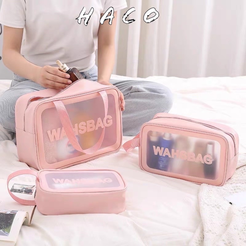 Túi Đựng Mỹ Phẩm , Set 3 Túi Đựng Đồ Trang Điểm Du Lịch Chống Thấm Nước