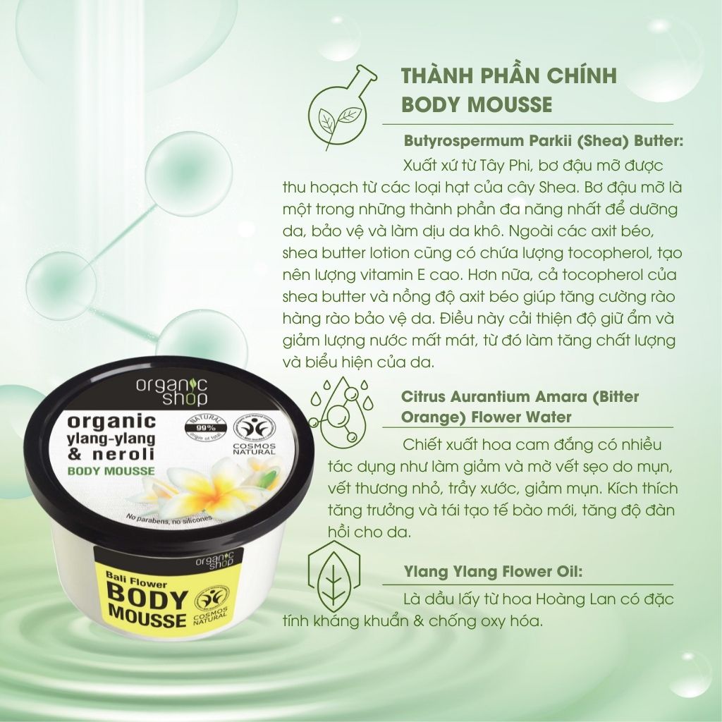 Kem dưỡng toàn thân ORGANIC SHOP body mousse hỗ trợ da thêm mềm mại, săn chắc và sáng da 250ml FOOD FOR SKIN