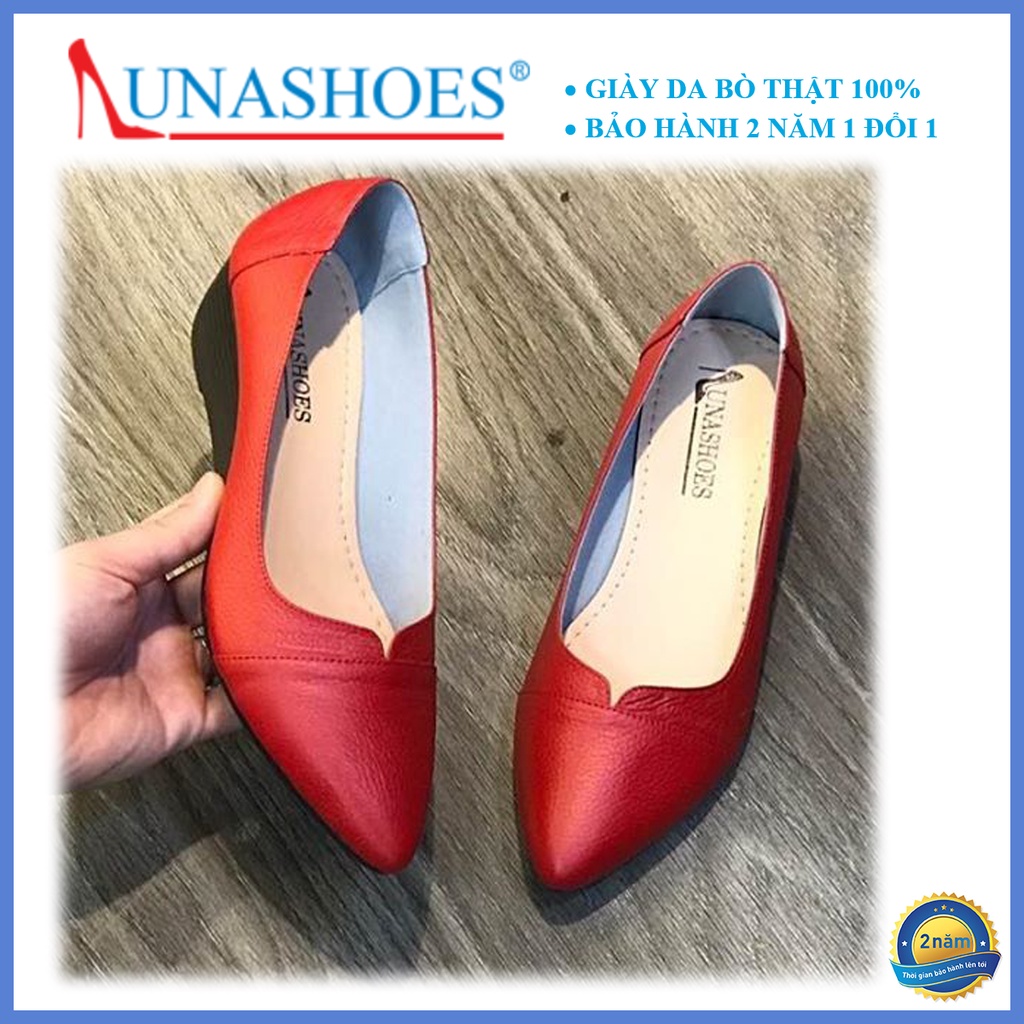 Giày đế xuồng nữ LUNASHOES 24807 giầy da bò thật 100% bảo hành 2 năm lỗi 1 đổi 1 êm chân dễ phối đồ hàng vnxk