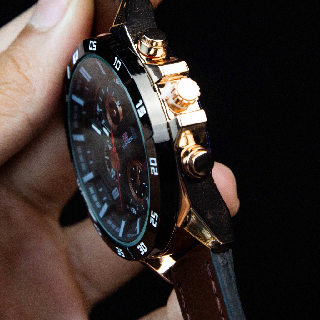 Đồng hồ nam dây da VV001 đồng hồ đeo tay nam Mặt Kính Tráng Sapphire Chống Xước