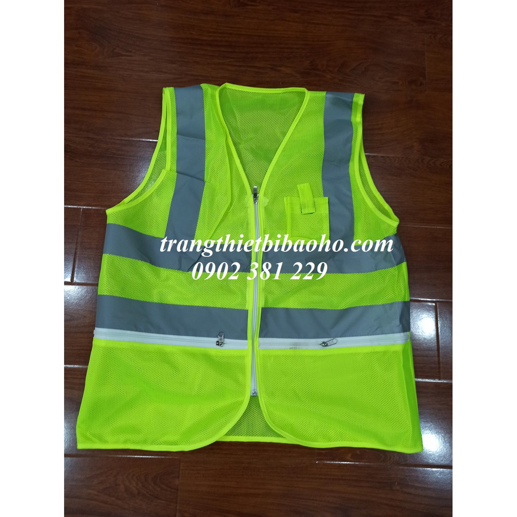 GIẢM GIÁ - Áo phản quang lưới 3 dây kéo có túi hộp đựng bút - 2 màu lựa chọn