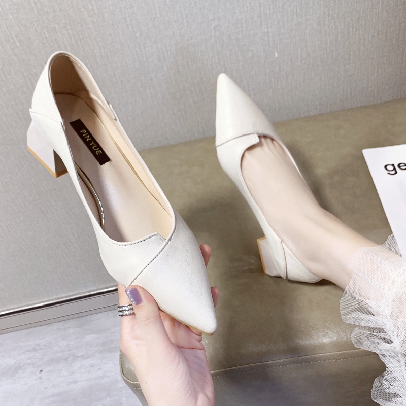 Giày Cao Gót Mũi Nhọn Màu Trơn Thời Trang Công Sở Dành Cho Nữ